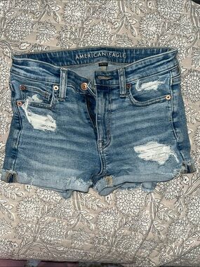 American Eagle Outfitters Medium Blue Distressed Denim Shorts